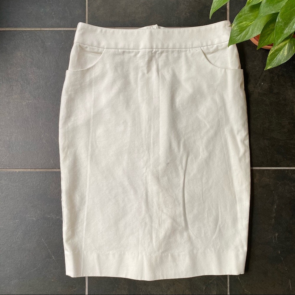 White denim pencil skirt